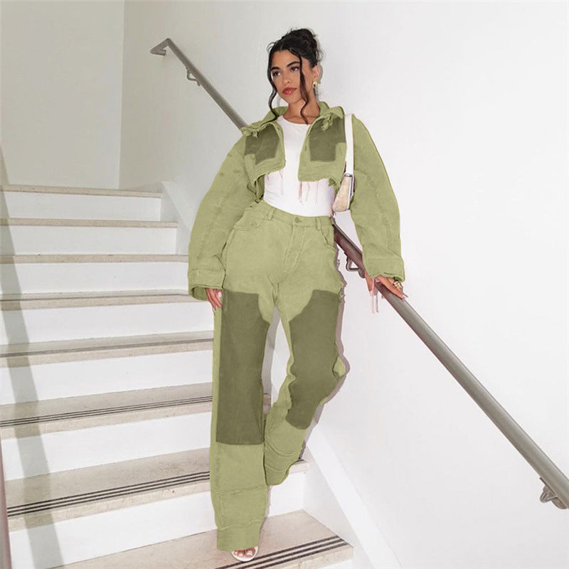 Fashion Street Patch Stitching Brushed Trousers For Women - Bellarte Enchanté Fashion Street Patch Stitching Brushed Trousers For Women